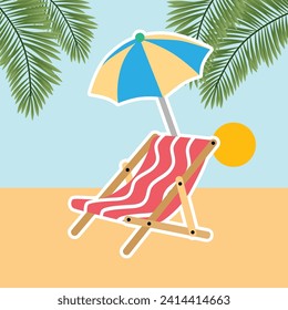 beach chair colorful summer icon sticker