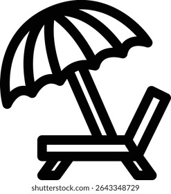  beach chair editable cartoon style sticker vector