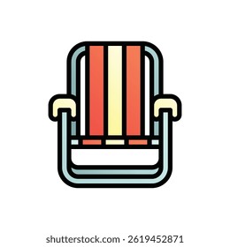 Beach chair. Editable vector icon, coloured with outlined stroke.