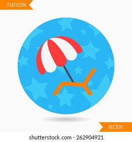 beach chair flat icon with long shadow on blue circle background , vector illustration , eps10