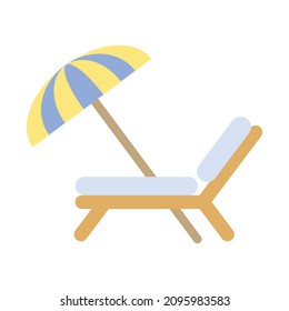 Eine flache Ikone für den Strandstuhl. Sommer. Clipkunst-Cartoon-Illustration. Vektorzeichen für mobile App und Webseiten. 