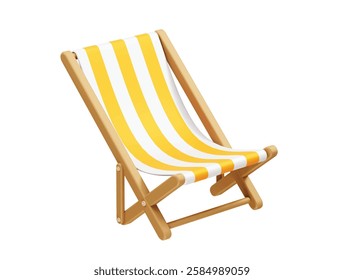 beach chair icon 3d. Striped Wooden Beach Chair icon illustration 3d