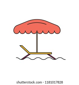 Beach chair icon. Cartoon beach chair vector icon for web design isolated on white background