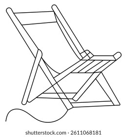 Beach chair icon   continuous one line drawing of outline vector illustration