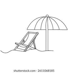 Beach chair icon   continuous one line drawing of outline vector illustration