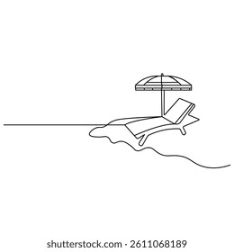 Beach chair icon   continuous one line drawing of outline vector illustration