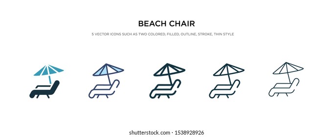 beach chair icon in different style vector illustration. two colored and black beach chair vector icons designed in filled, outline, line and stroke style can be used for web, mobile, ui