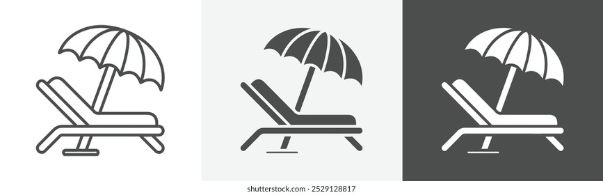 beach chair icon Flat art in outline set