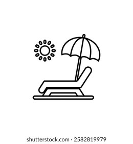 Beach Chair icon Flat isolated outline sign