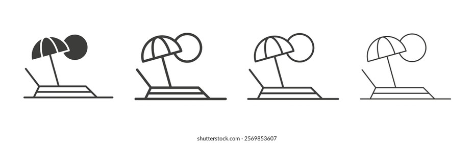 Beach chair icon flat and linear vector illustration on white background.