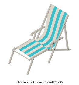 Icono de silla de playa vector isométrico. Nuevo clásico icono de tumbona de rayas vacías. Concepto de vacaciones de verano