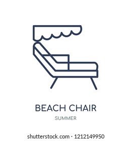 Beach chair icon. Beach chair linear symbol design from Summer collection. Simple outline element vector illustration on white background.