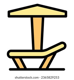 Beach chair icon outline vector. Sea landmark. Map croatia color flat svg