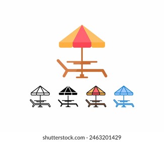 
Liegestuhl mit Icon-Set von 5 verschiedenen Schirmstilen. Linie, Glyphe, Blau, Umriss und Flach enthalten farbige Versionen. Perfekt für Webdesign und mehr
