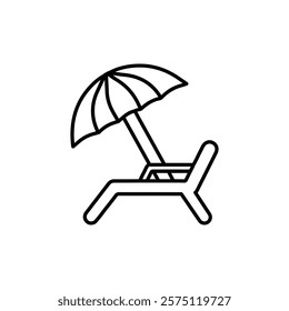 beach chair icon Simple outline illustration