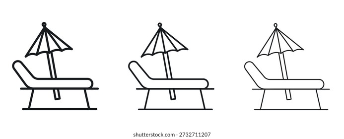 Cadeira de praia ícone vetor Logo Design Template. Gráficos de Traçado editáveis.