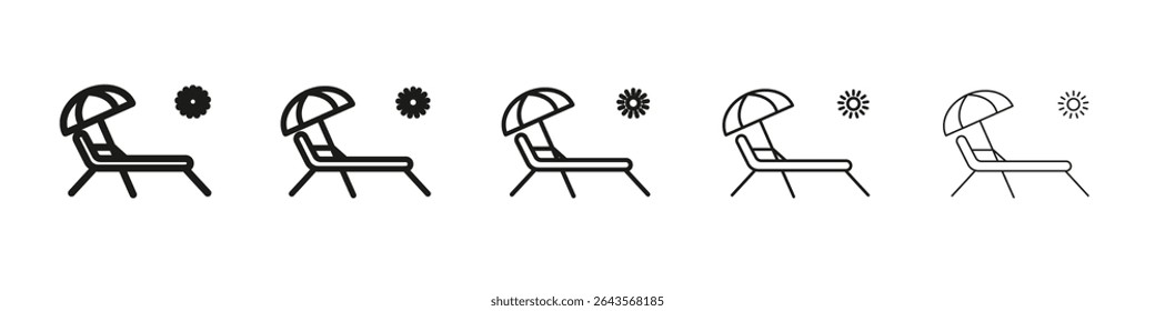 Beach chair icon vector outline set illustration sign