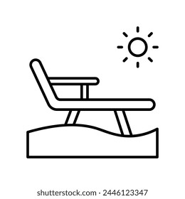 beach chair icon with white background vector stock illustration