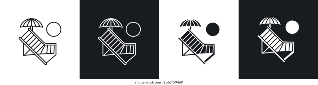 Beach chair icons in Thin line black color. flat simple vector symbols illustration.