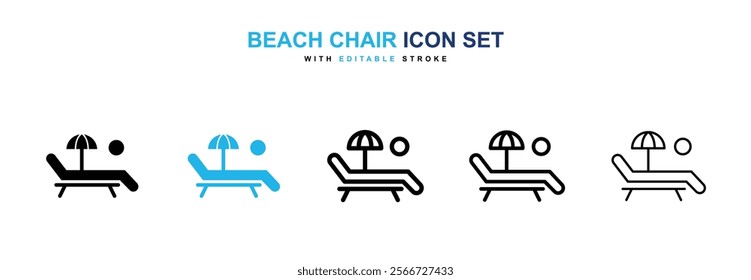 Beach chair icons vector collection pack.