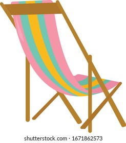 Beach chair, illustration, vector on white background.