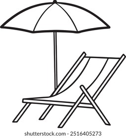 beach chair isolated icon logo beach chair umbrella beach chair silhouette beach chair vector illustration.umbrella and couples wood chairs isolated white for summer and sea location topic