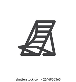 Beach chair line icon. linear style sign for mobile concept and web design. Deckchair, folding chair outline vector icon. Symbol, logo illustration. Vector graphics