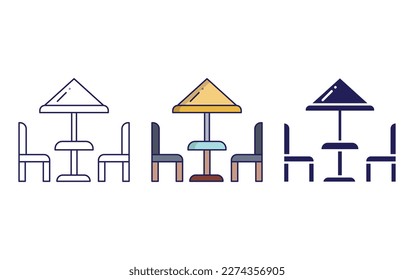 Beach Chair line and solid illustration icon