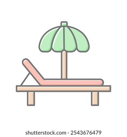 Beach Chair lineal color icon , vector, pixel perfect, illustrator file