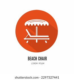 Beach chair logo. Illustration of beach chair in flat. Stock vector.