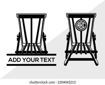 Beach Chair Monogram SVG Printable Vector Illustration