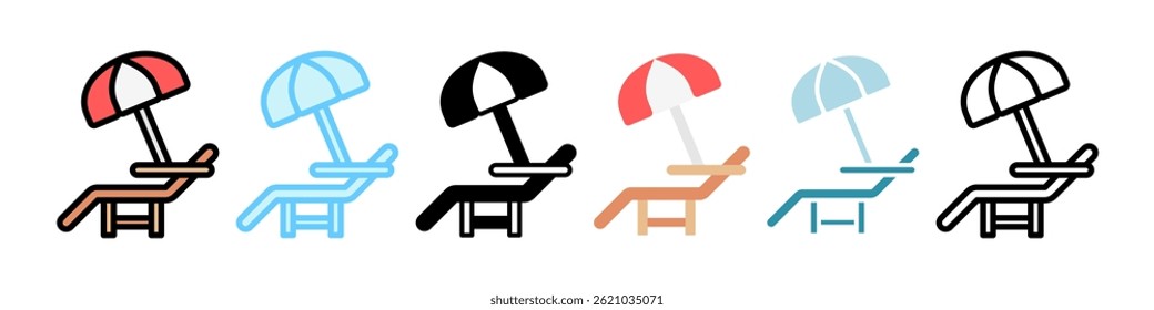 Beach Chair multi style, mini illustration icon, related to relaxation, spa, wellness and more. Vector EPS 10 for modern concept, print, UI, UX kit, web and app development