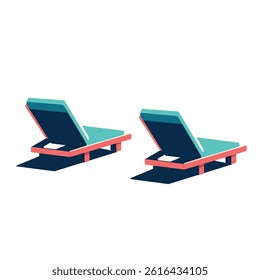 Beach chair on a white background. Poster, Banner, Flyer, Greeting Card. Vector illustration in flat cartoon style
