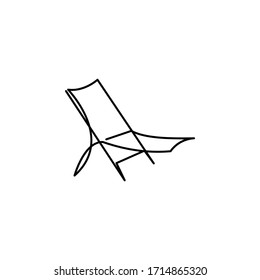 beach chair one line icon on white background