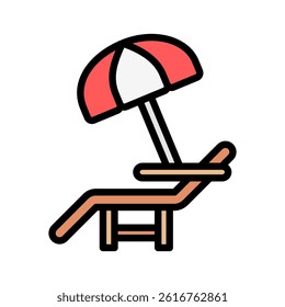 Beach Chair outline color, mini illustration icon, related to relaxation, spa, wellness and more. Vector EPS 10 for modern concept, print, UI, UX kit, web and app development