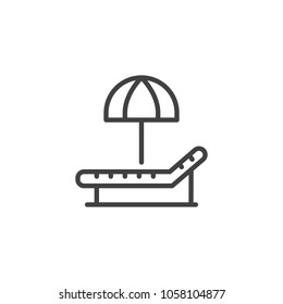 Beach chair outline icon. linear style sign for mobile concept and web design. Parasol beach simple line vector icon. Symbol, logo illustration. Pixel perfect vector graphics