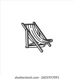 beach chair outline illustration. beach chair black line illustration.
