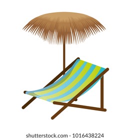 beach chair with palm umbrella
