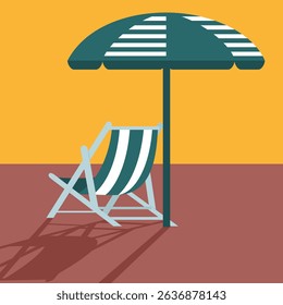 beach chair and parasol minimalistic vivid design