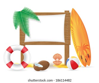 beach chair and parasol vector illustration isolated on white background