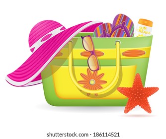 beach chair and parasol vector illustration isolated on white background