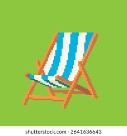 beach chair pixel art, vector illustration on isolated background.