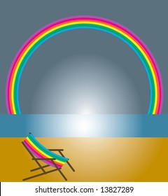 beach chair rainbow vector background