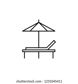 Beach chair sign icon. Outline icon isolated on white background. Beach chair sign Silhouette. Web site, page and mobile app design vector element.