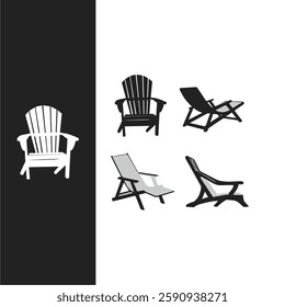 beach chair silhouette. beach chair icon