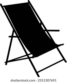  beach chair silhouette on White Background