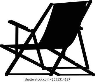 beach chair silhouette on White Background