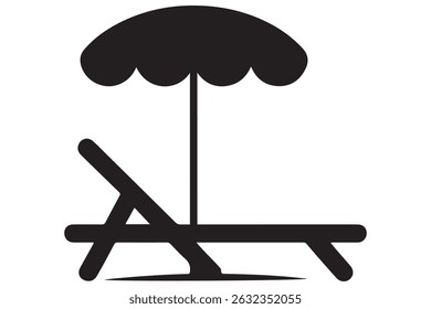 Beach chair silhouette with umbrella icon vector illustration
