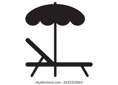 Beach chair silhouette with umbrella icon vector illustration
