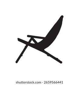 Diseño plano de la ilustración del Vector de la silueta de la silla de playa sobre fondo blanco